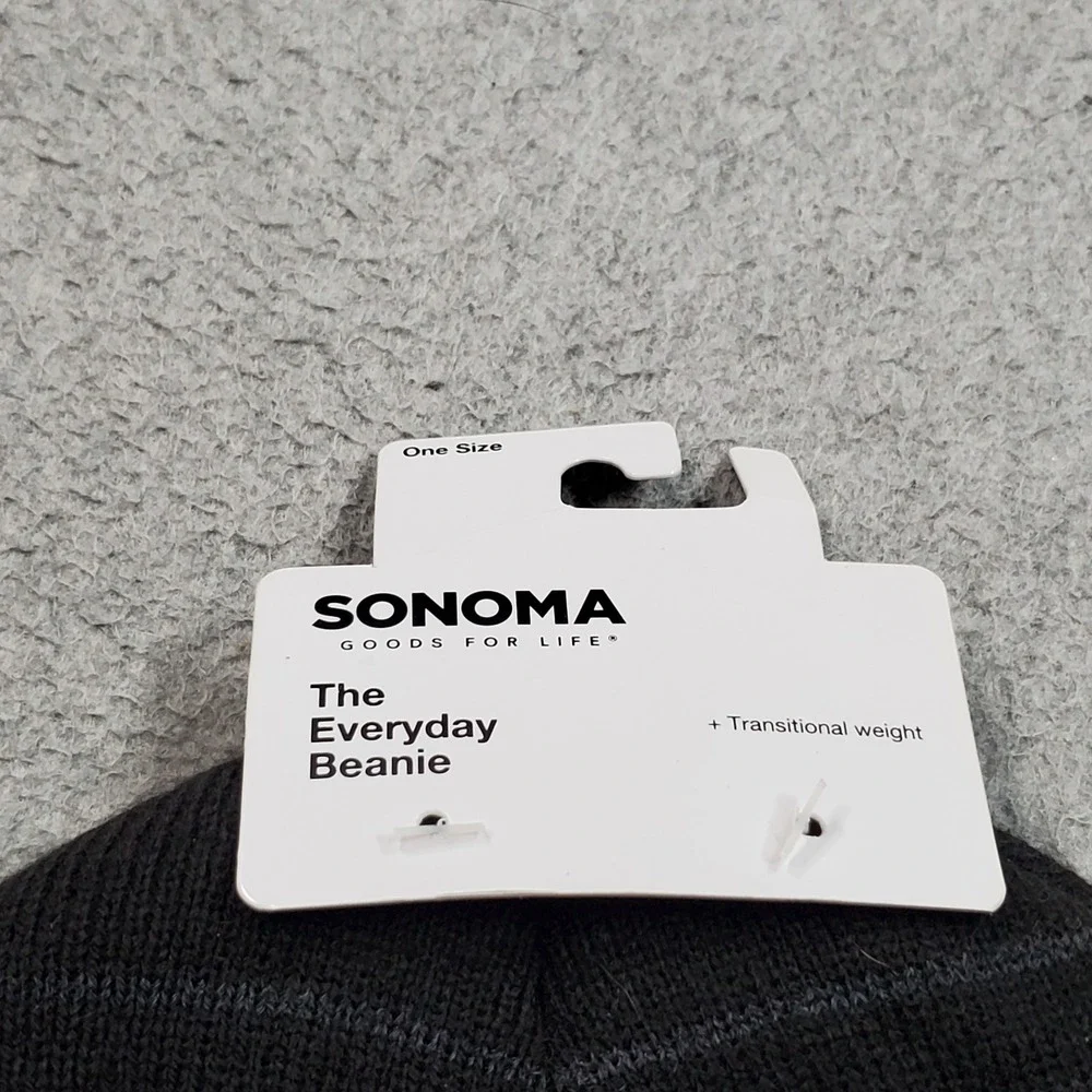 Sonoma Men Beanie ONE SIZE Black Stripe Insulated Cuffed NWT